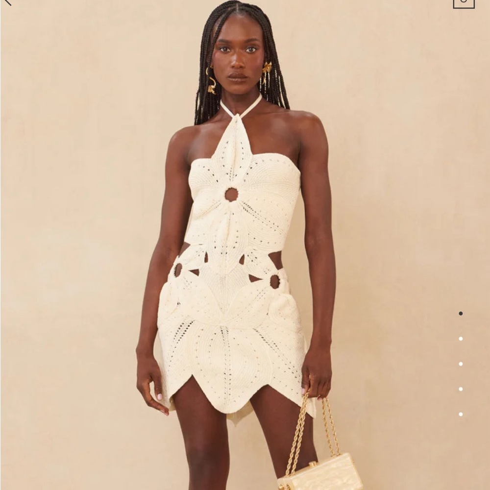 Cult Gaia Floreana Knit Mini Dress in Off White XS